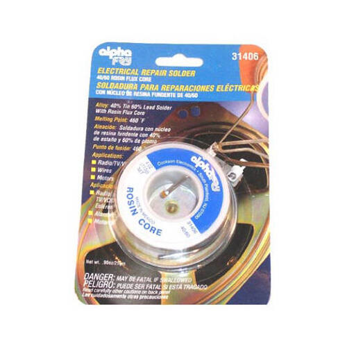 Alpha Fry 31406 Rosin Core Solder Wire 4 oz 0.09" D Tin/Lead 40/60