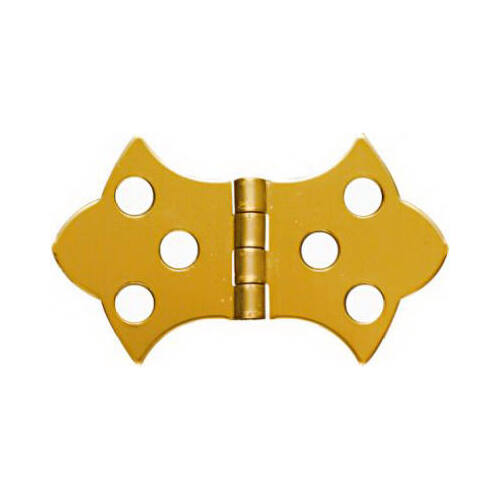 Decorative Hinge, 1.36 in H Door Leaf, 0.04 in Thick Door Leaf, Brass, Solid Brass, 2 lb - pack of 2