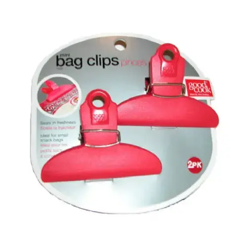 Mini Bag Clip Red Plastic Red - pack of 8