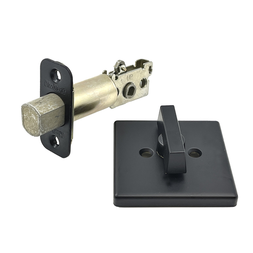 Kwikset 663SQT-514 One Sided Turn Square Deadbolt with 2-3/8" Latch and RCS Strike Iron Black Finish