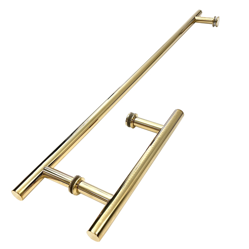 24 Inches Center To Center Towel Bar, 6 Inches Center To Center Handle Ladder Pull Towel Bar And Handle Combo Polished Brass