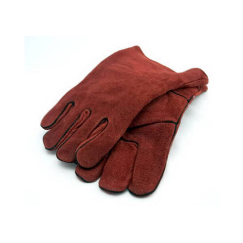 Welding Gloves, Men's, L, Gauntlet Cuff, Leather Palm, Orange, Wing Thumb, Leather Back Pair