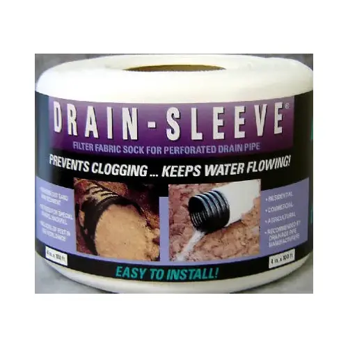 ADVANCED DRAINAGE SYSTEMS 0421HA 4 In. W. x 10 Ft. L. Fabric Drain Guard Sock