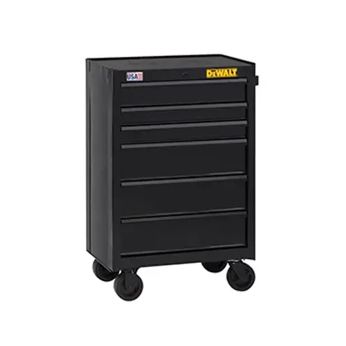 Rolling Tool Cabinet, 10,330 cu-in, 26-1/2 in OAW, 40-1/2 in OAH, 18 in OAD, Steel, Black, 6-Drawer