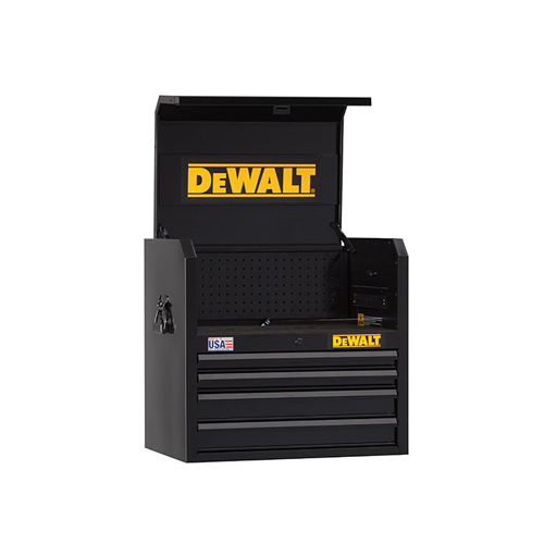 Tool Chest, 7206 cu-in, 26 in OAW, 24-1/2 in OAH, 18 in OAD, Steel, Black, 4-Drawer