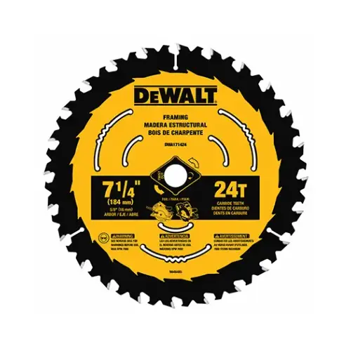 Circular Saw Blade 7-1/4" D X 5/8" Tungsten Carbide 24 teeth