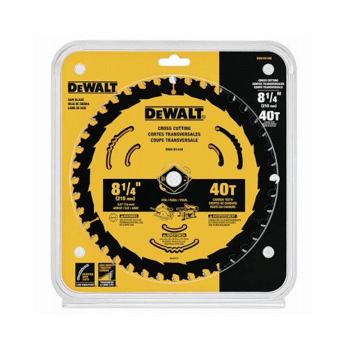 Circular Saw Blade, 8-1/4 in Dia, 5/8 in Arbor, 40-Teeth, Applicable Materials: Wood