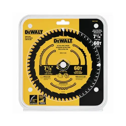 Circular Saw Blade, 7-1/4 in Dia, 5/8 in Arbor, 60-Teeth, Tungsten Carbide Cutting Edge