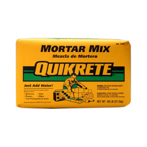 Quikrete 1102-60 Mortar Mix, Gray, Solid, 60 lb Bag