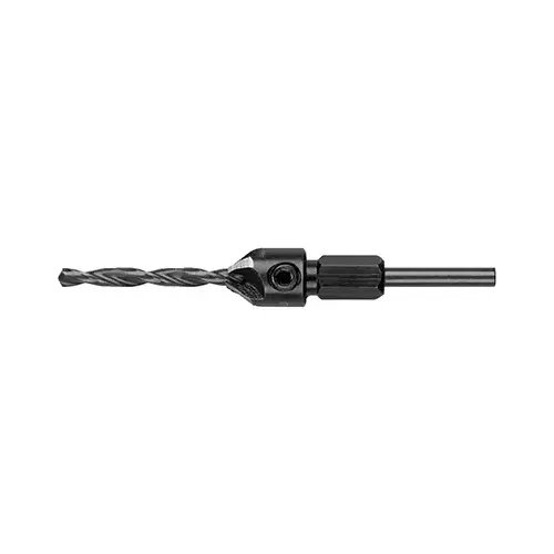 Drill Bit, 9/64 in Dia, 5 in OAL, Flip Drive, 4-Flute, 1/4 in Dia Shank Black