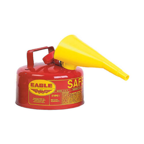 Eagle UI-10-S Red Galvanized Steel Self-Closing 1 gal Safety Can - 8" Height - 9" Overall Diameter