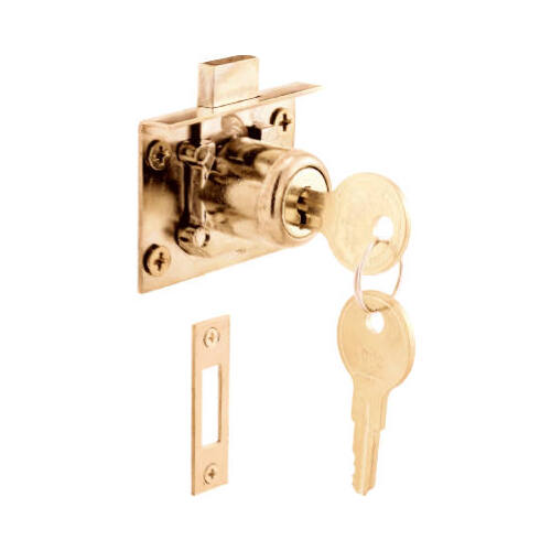 Prime-Line U10666 Cabinet/Drawer Lock Bright Brass Gold Steel Bright Brass