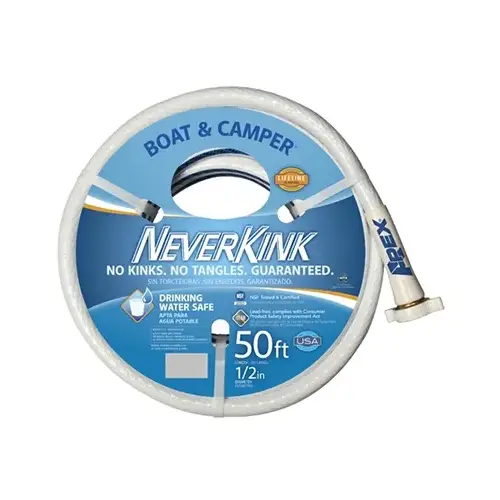 Boat & Camper NeverKink Hose, Drinking Water Safe, 1/2 In. x 50 Ft. Blue