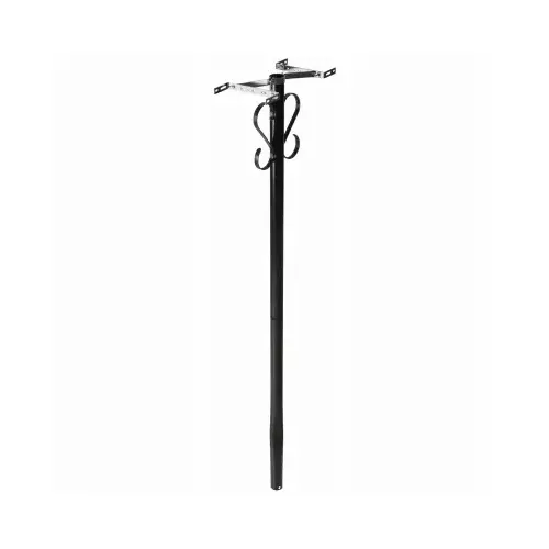 Round Steel Mailbox Post with Decorative Scroll, Black