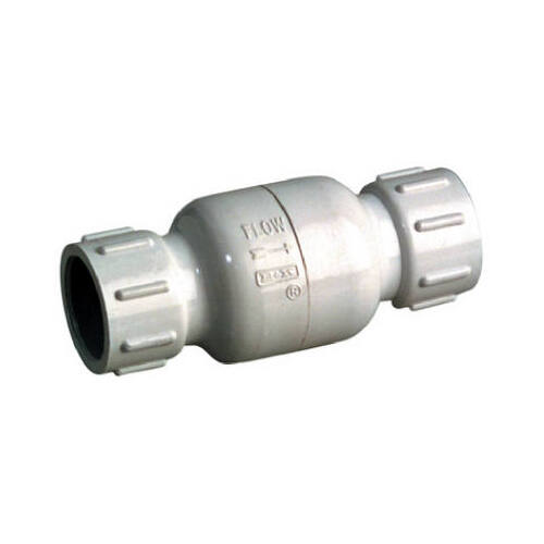 B&K 101-103 ProLine Series Check Valve, 1/2 in, IPS, 200 psi Pressure, PVC Body White