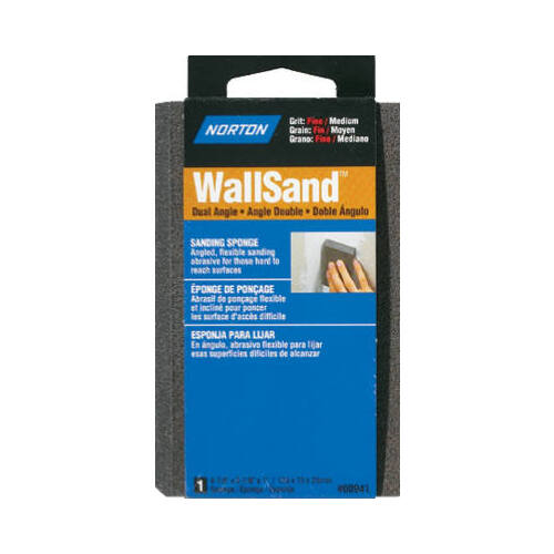 WallSand Sanding Sponge, 4-7/8 in L, 2-7/8 in W, Fine, Medium Gray