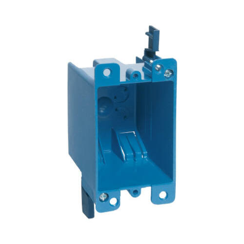 Outlet Box, 1 -Gang, PVC, Blue, Clamp Mounting