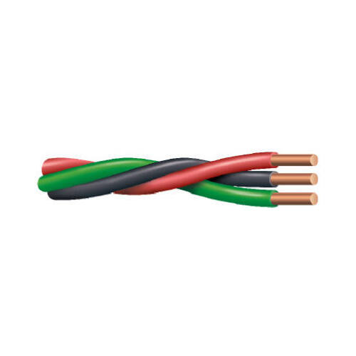 Pump Cable, 12 AWG Wire, 2 -Conductor, Copper Conductor, PVC Insulation, 600 V, 20 A Black