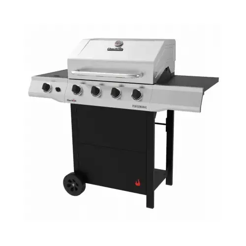 Performance Gas Grill with Chef's Tray, Liquid Propane, 2 ft 1/2 in W Cooking Surface, Steel Black/Silver