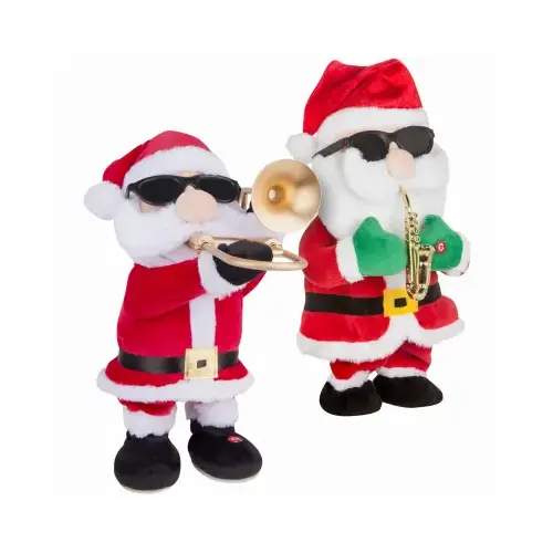 Animated Plush Santa Rocks, Trombone & Saxophone Styl - 2 per pack x6 packs