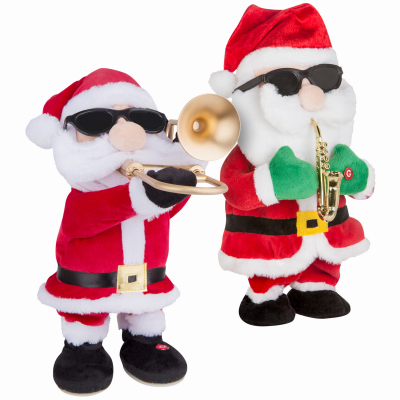 Gemmy 98842 Animated Plush Santa Rocks, Trombone & Saxophone Style Pair