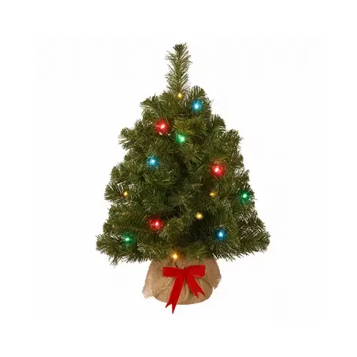 NATIONAL TREE CO-IMPORT NB1-20BP-BMS Artificial Pre-Lit Christmas Tree, Noble Fir, 15 LED Lights, 16-In. x 2-Ft.