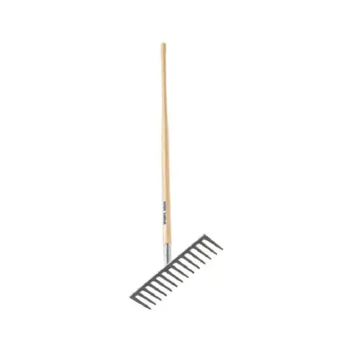 Road Rake, 3-7/8 in L Head, 16 in W Head, 14 -Tine, Steel Tine, Steel Head, 66-1/4 in L Tine