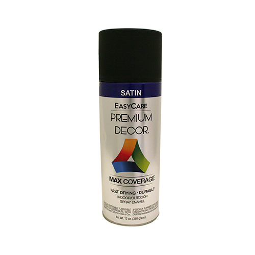 Premium Decor Spray Paint, Black Satin, 12-oz.