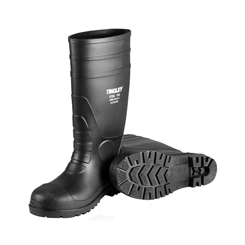 Steel-Toe Boots, Black PVC, 15-In., Men's Size 11