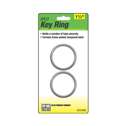 Split Key Ring, Brass-Plated, 1-1/4-In