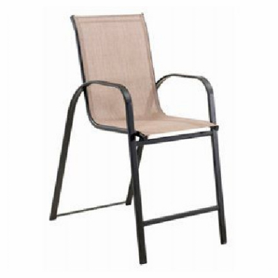 Four Seasons Courtyard 755.0821.000 Sunny Isles Balcony Height Chair, Mocha Tan Sling Fabric, Stackable, Black Steel