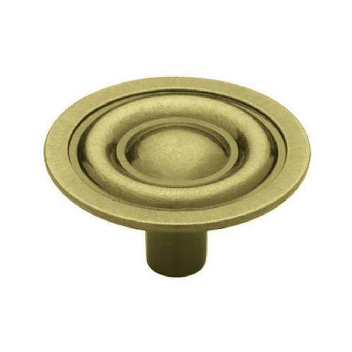 Cabinet Knob, Target Round, Antique Brass, 1-5/16-In.