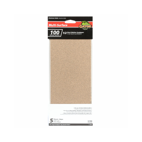ALI INDUSTRIES 5052 1/2-Sheet 100-Grit Sandpaper  pack of 5