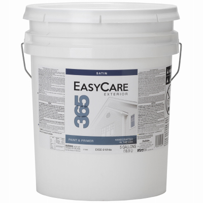 TRUE VALUE MFG COMPANY EXSE9-5G 365 Interior Exterior House Paint, White Latex Satin, 5 Gallons