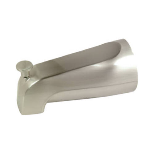 Brushed Nickel Bathtub Spout With Diverter - Slip-Fit Connection - 5.75" Length - Modern Bathroom Faucet