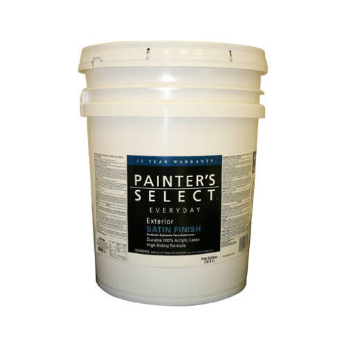 Everyday Latex Exterior Paint, Satin White, 5-Gallons