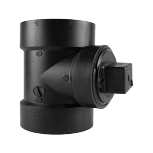 ABS/DWV Black Clean Out Pipe Tee With Plug, Hub x Hub x FPT, 3-In.