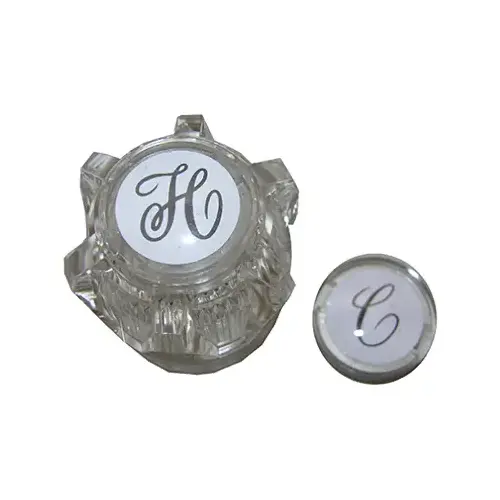 Twin Faucet Handle, Clear with Buttons