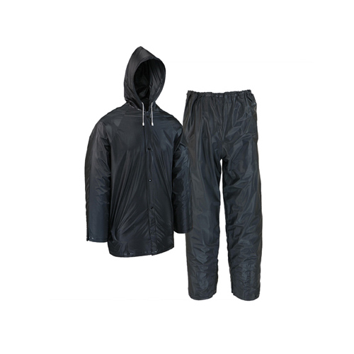2-Pc. Rain Suit, Black PVC, L
