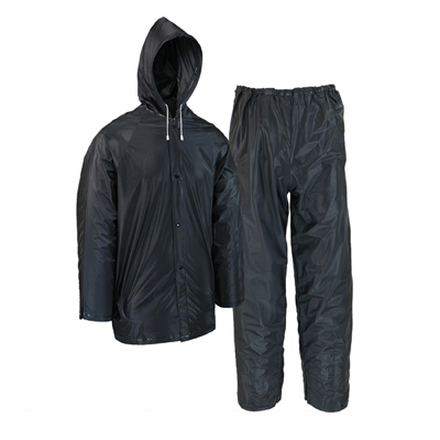 Safety Works 44120/2XL 2-Pc. Rain Suit, Black PVC, XXL