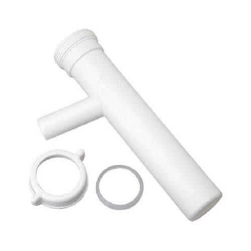 Master Plumber 495-762 Dishwasher Branch Tailpiece, White Plastic, 8-In.