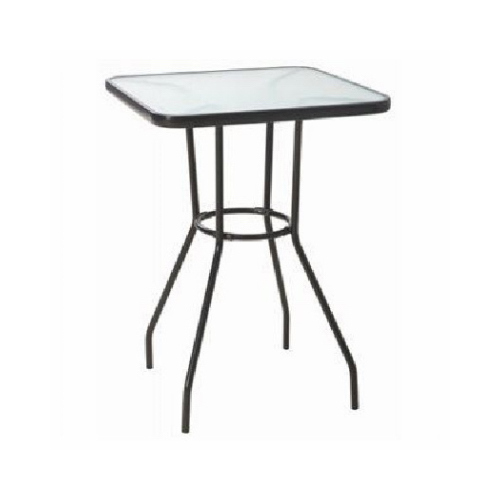 Four Seasons Courtyard 735.1331.000 Sunny Isles Table, Black Steel, Glass Top, 27-In.