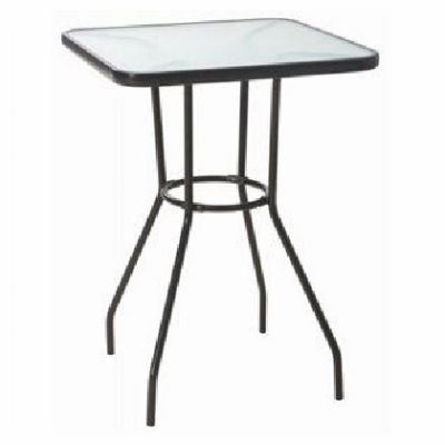 Four Seasons Courtyard 735.1331.000 Sunny Isles Table, Black Steel, Glass Top, 27-In.