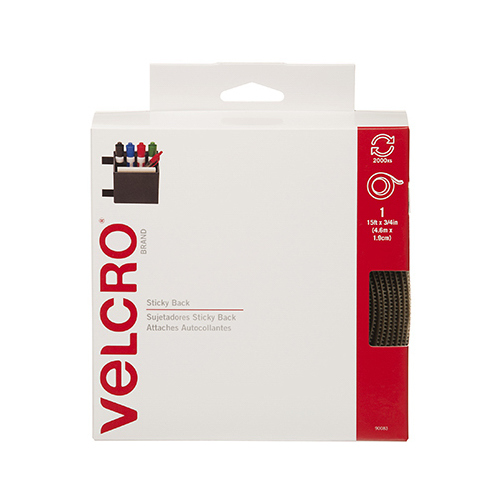 VELCRO Brand 90083 Fastener, 3/4 in W, 15 ft L, Nylon, Beige, Rubber Adhesive