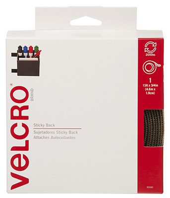 VELCRO Brand 90083 Fastener, 3/4 in W, 15 ft L, Nylon, Beige, Rubber Adhesive