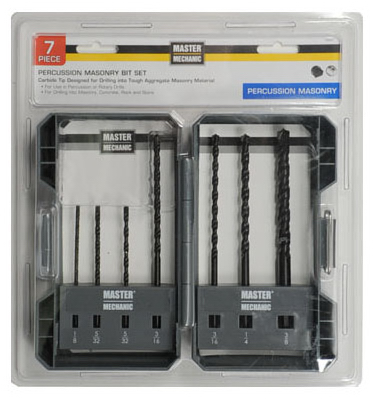 Master Mechanic 702637 7-Pc. Percussion Masonry Drill Bit Set