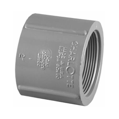 Schedule 80 PVC Coupling, Gray, FPT x FPT, 3/4-In.