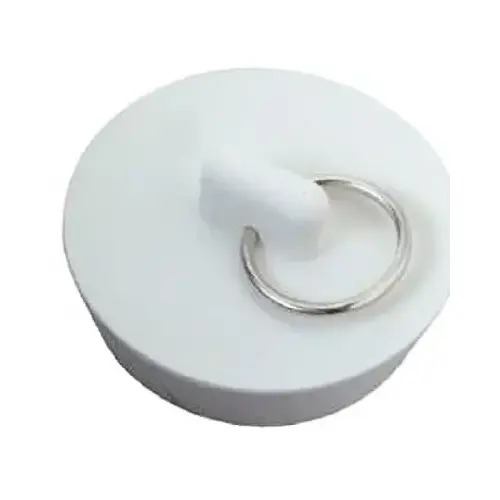 Sink Stopper with Metal Ring, White, Rubber, 1-5/8 to 1.75-In. Drains - pack of 10