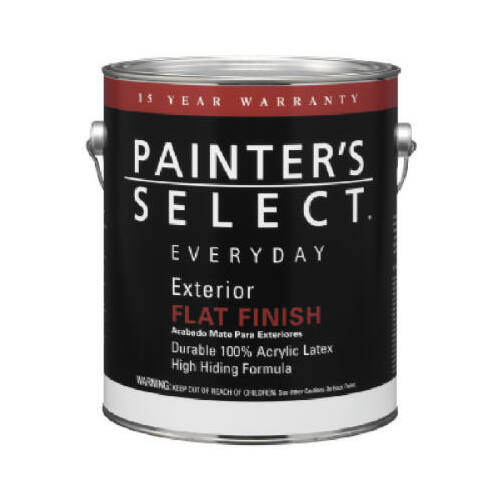 Everyday Exterior Latex House Paint, Flat White, 1-Gallon