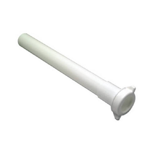 Lavatory Drain Extension Tube, White Plastic, 1.25 O.D. x 12-In.